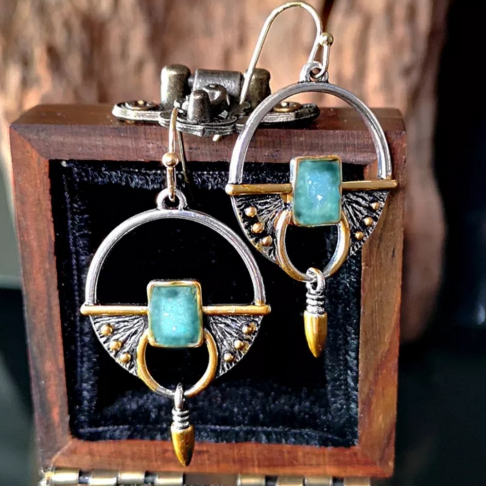 🎀Tribal Hollowed Out Round Bullet Drop Earrings - Picture 4 of 8